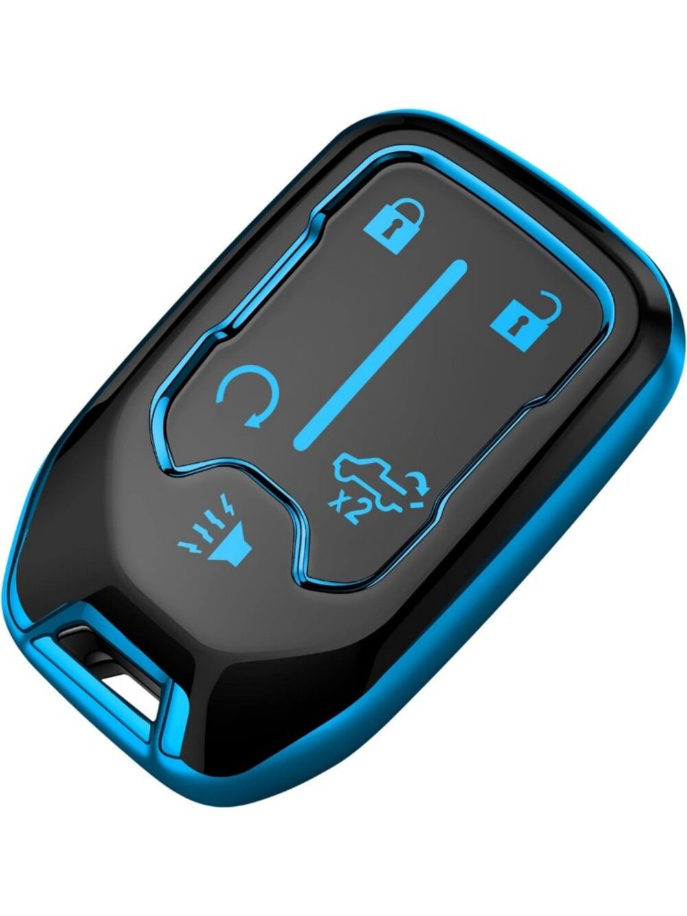 Soft TPU Key Fob Cover for Chevy Silverado Tahoe GMC Acadia Terrain - Blue, 5